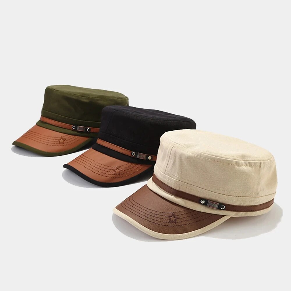Casual Cadet Hat Man Flat Top  - Dad Hat Cotton บทวิจารณ์และราคา