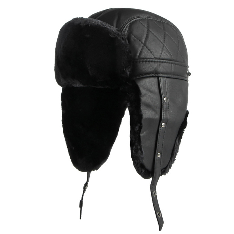 HT4002 New PU Leather Russian  - Trapper Hat Ear Flap บทวิจารณ์และราคา