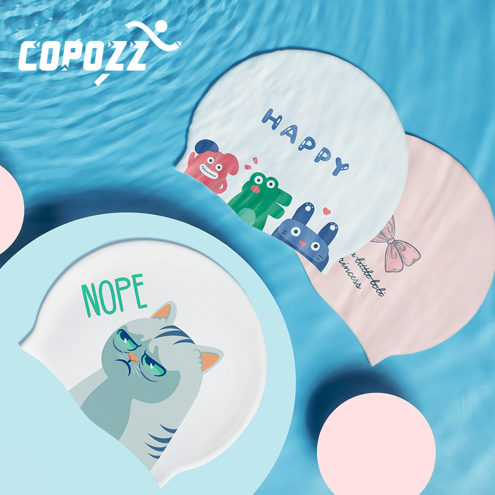 COPOZZ Water Sports Women Men  - Swim Hat Silicone บทวิจารณ์และราคา