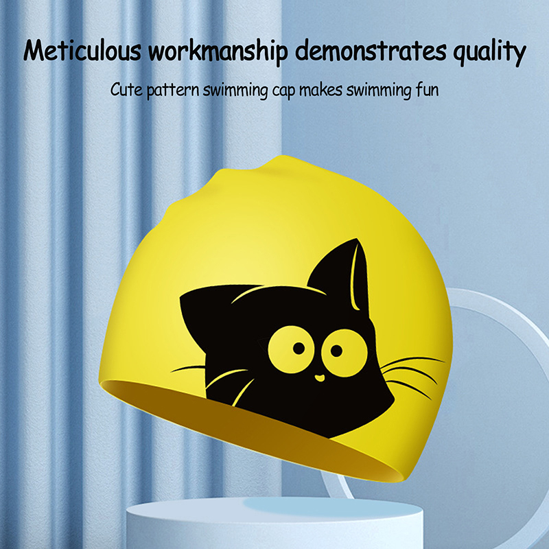 Cute Cat Swimming Cap For Long - Swim Hat Silicone บทวิจารณ์และราคา