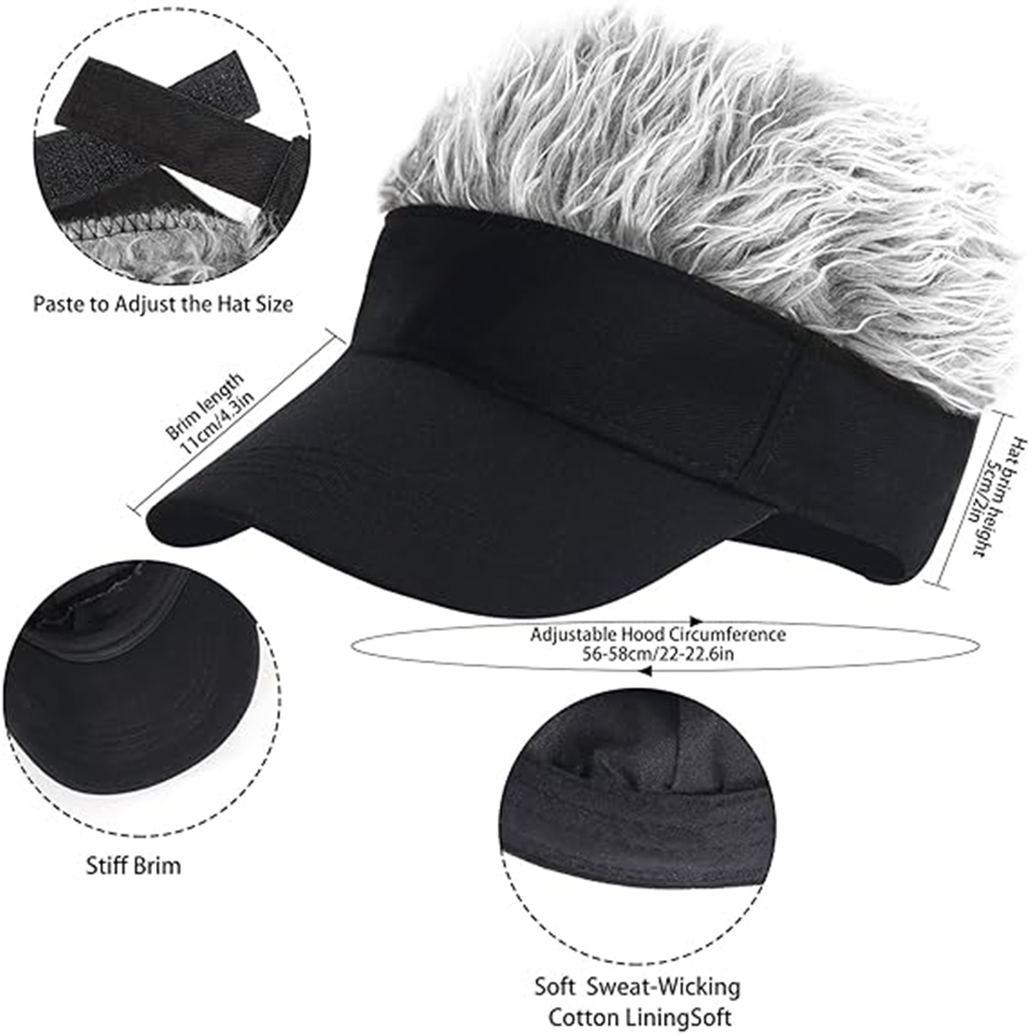 Men's Visor with Hair Fake Hai - Visor Sun Hat บทวิจารณ์และราคา