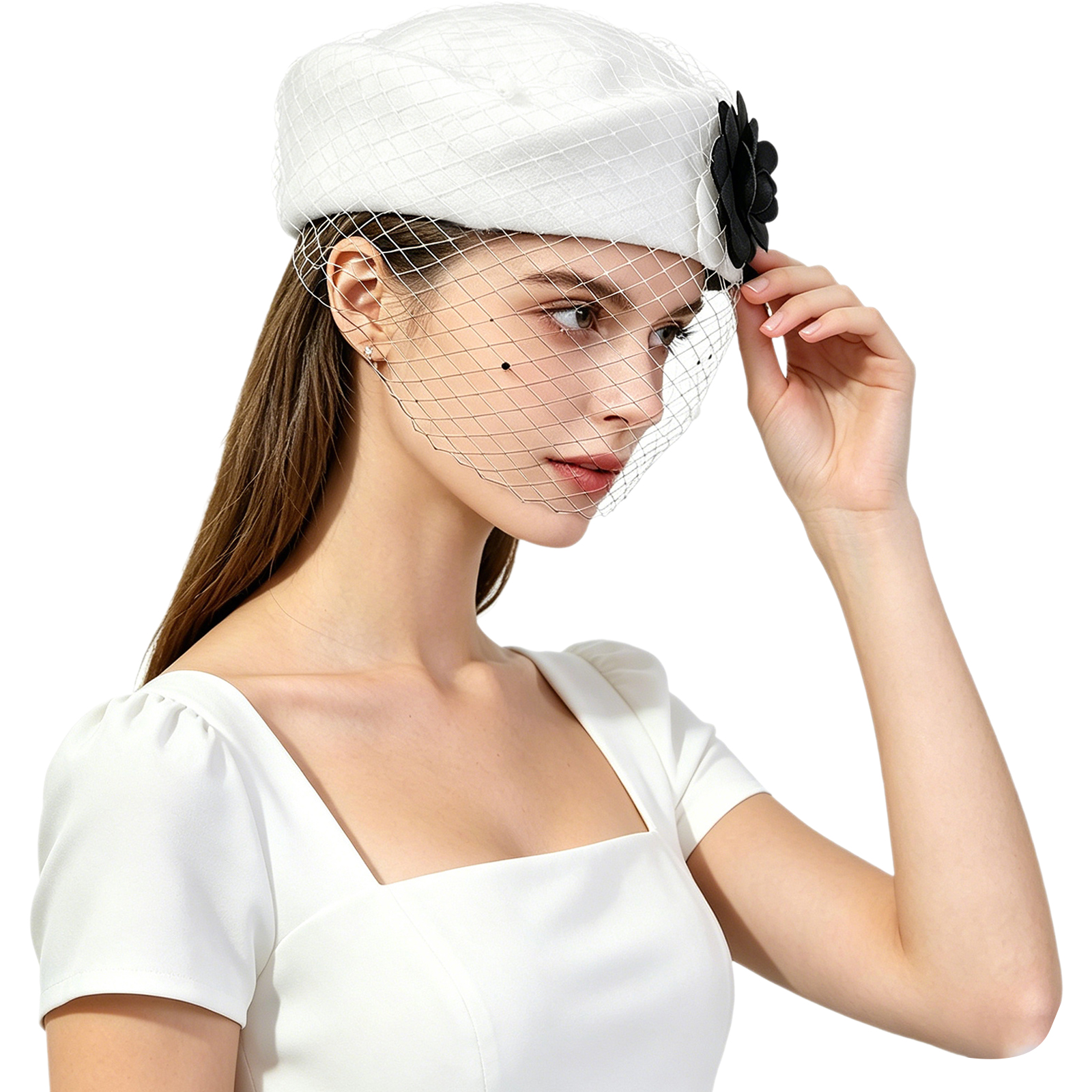Vintage Artificial Flower Brid - Beret French Wool บทวิจารณ์และราคา