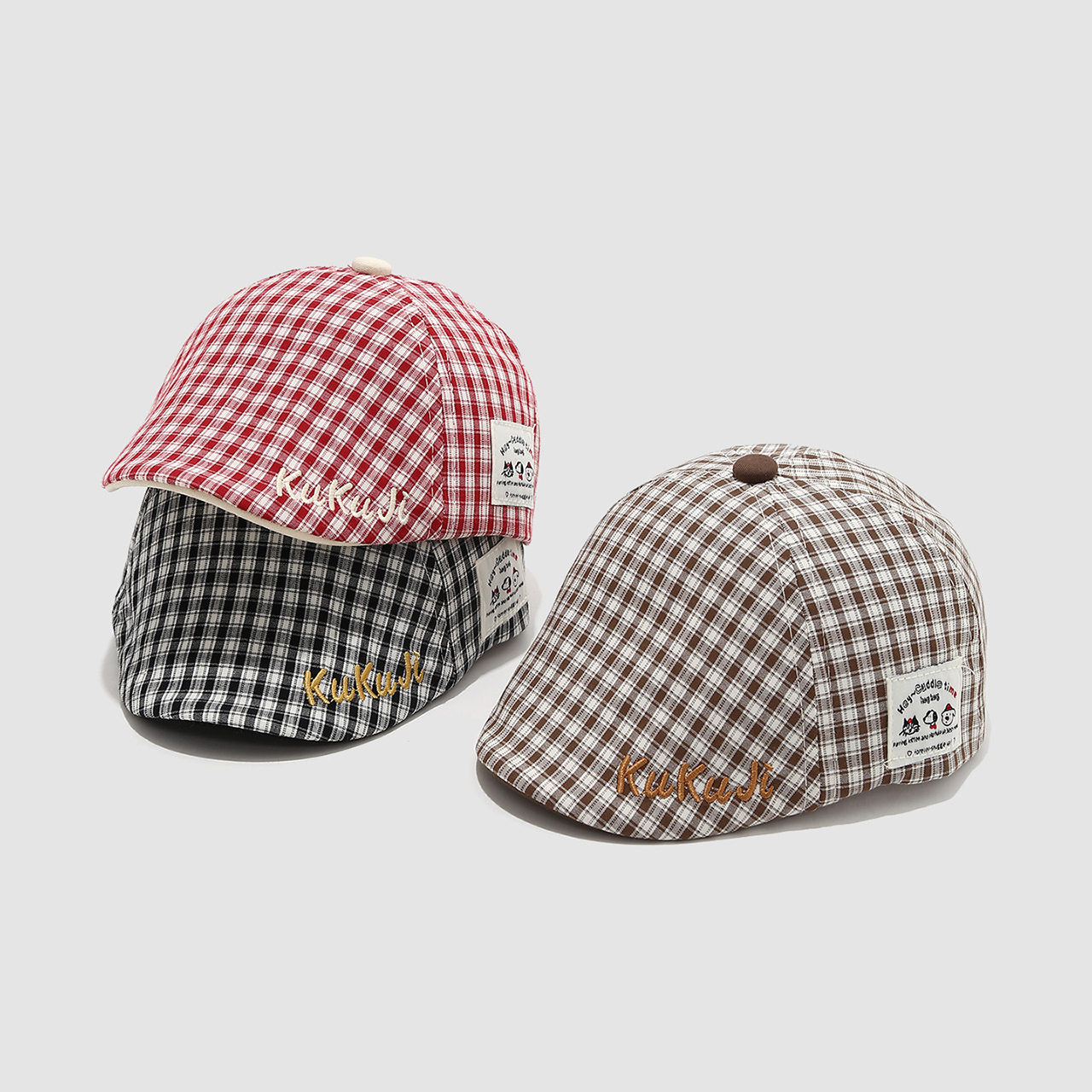 Fashion Children Checkered Ber - Visor Sun Hat บทวิจารณ์และราคา