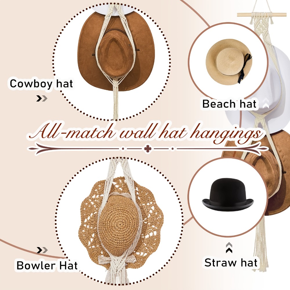 Bohemian Macrame Hat Hanger Ha - Sun Hat Wide Brim บทวิจารณ์และราคา