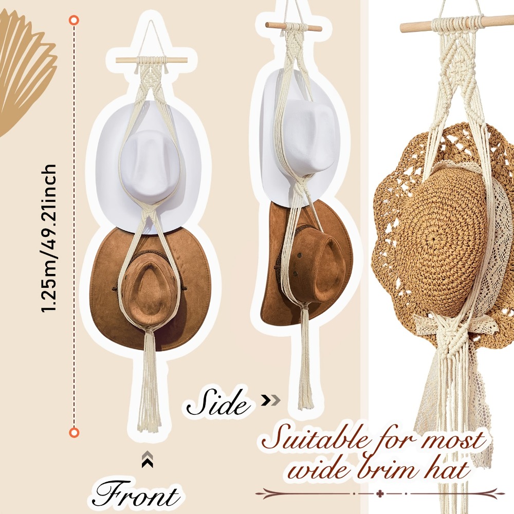 Bohemian Macrame Hat Hanger Ha - Sun Hat Wide Brim บทวิจารณ์และราคา