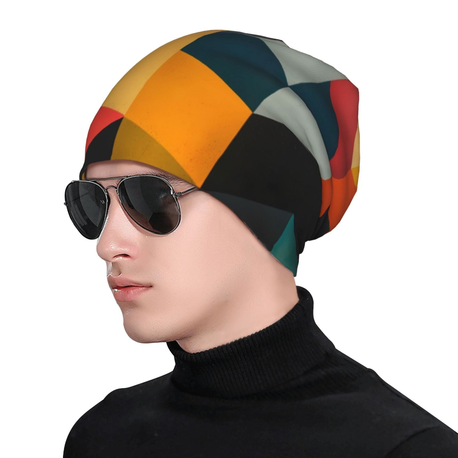 Geometric Cube Pattern Art Pri - Beanie Cuffed Knit บทวิจารณ์และราคา