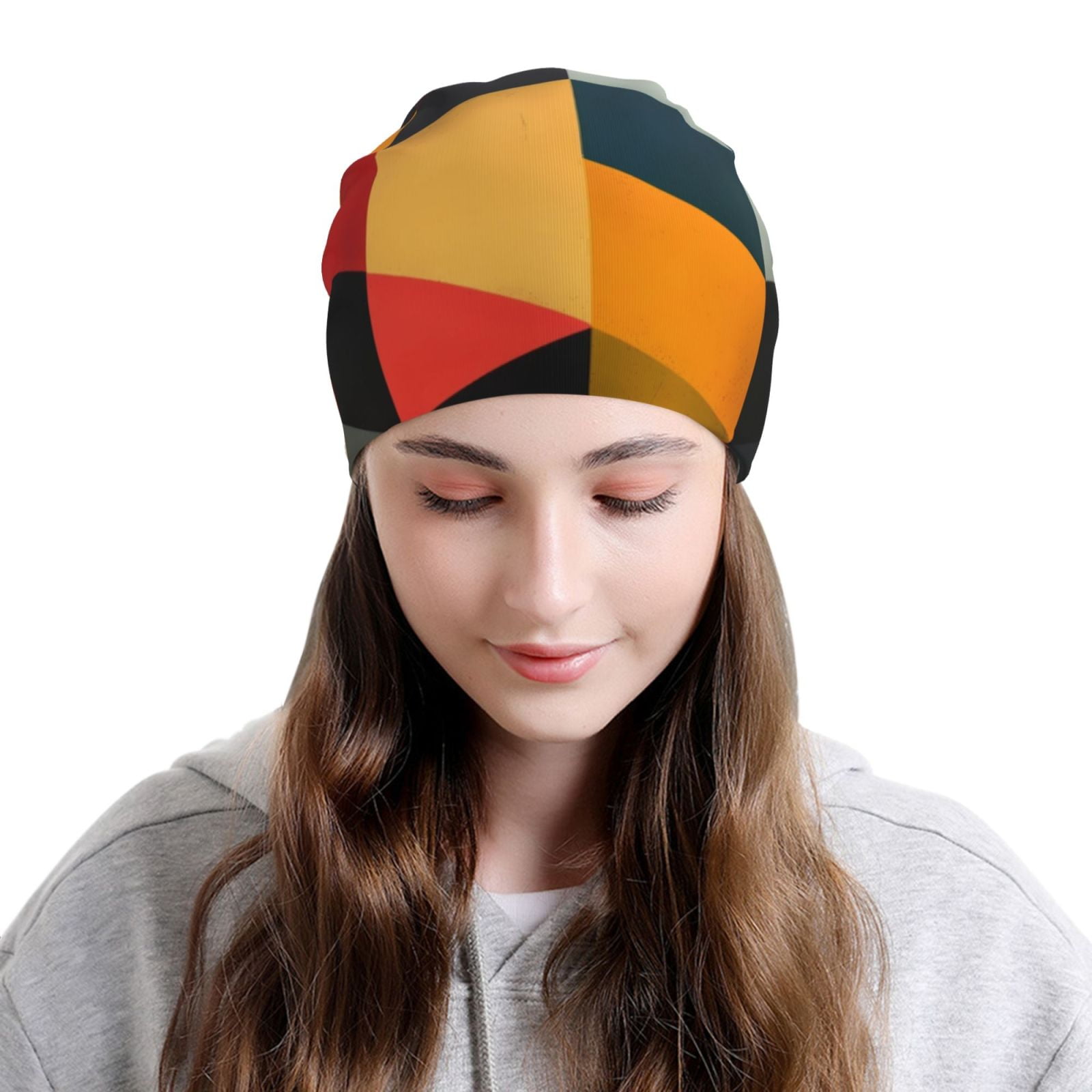 Geometric Cube Pattern Art Pri - Beanie Cuffed Knit บทวิจารณ์และราคา