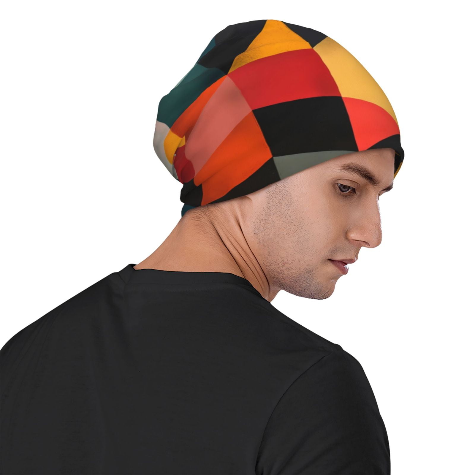 Geometric Cube Pattern Art Pri - Beanie Cuffed Knit บทวิจารณ์และราคา