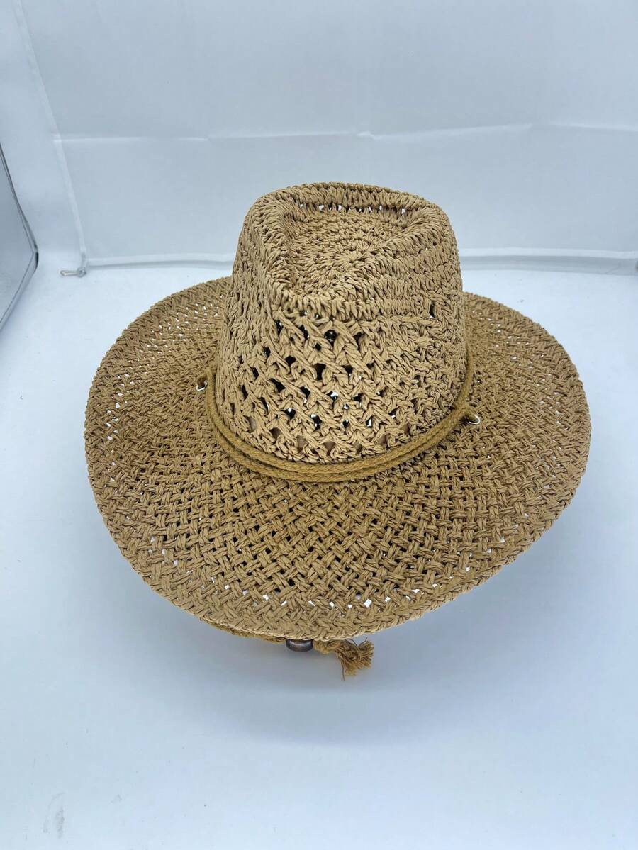 Vintage Hollow Wide Brim Straw - Cowboy Hat Straw บทวิจารณ์และราคา