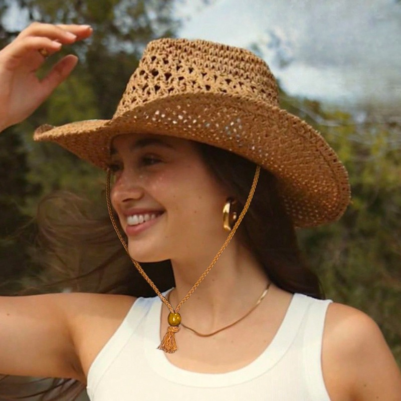 Summer Beach Sunscreen Panama  - Cowboy Hat Straw บทวิจารณ์และราคา