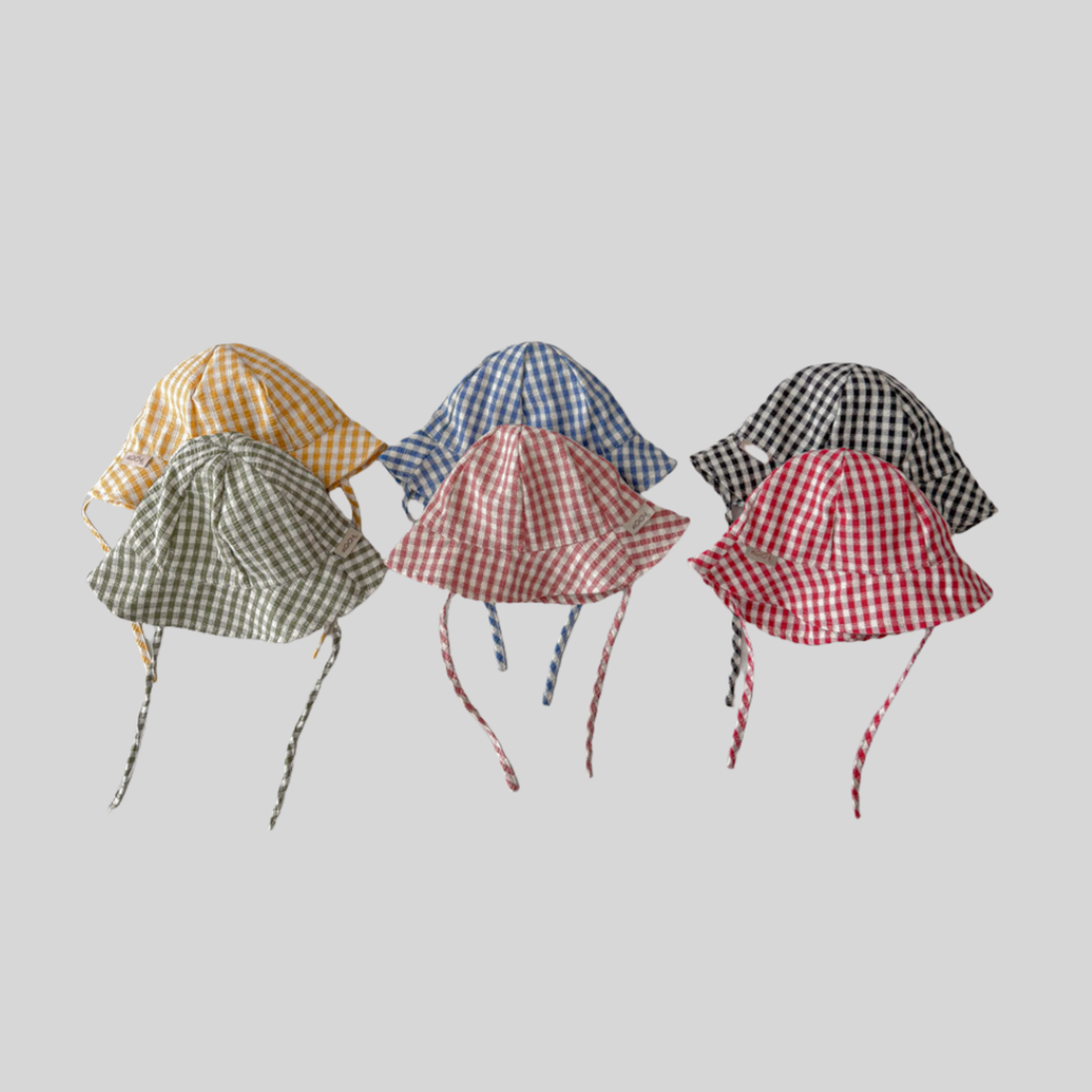 Ins Style Plaid Baby Bucket Ha - Sun Hat Wide Brim บทวิจารณ์และราคา
