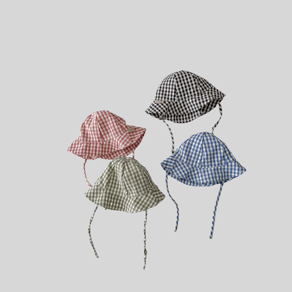 Ins Style Plaid Baby Bucket Ha - Sun Hat Wide Brim บทวิจารณ์และราคา