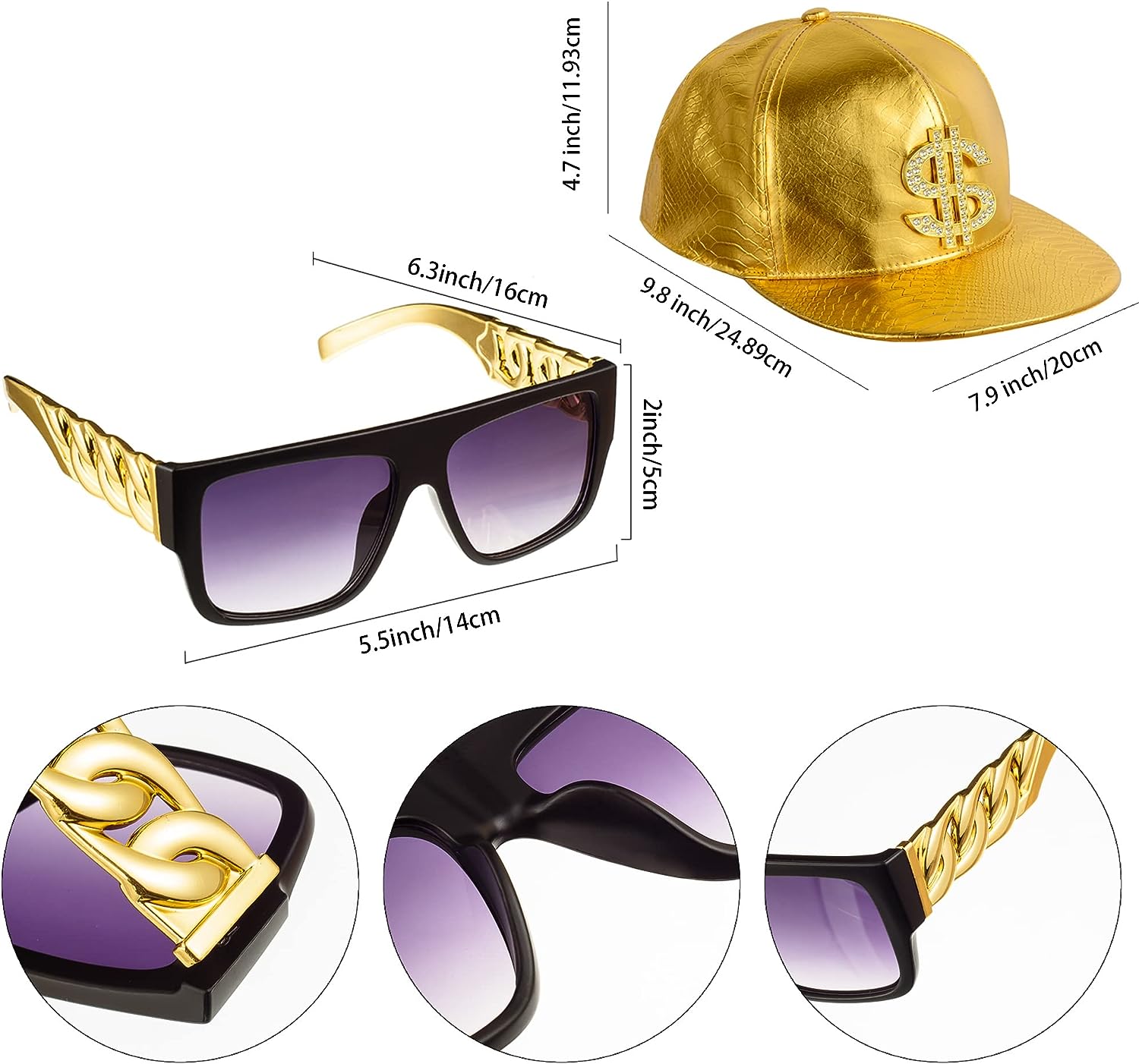PESENAR 80s 90sHip Hop Costume - Snapback Hat Flat บทวิจารณ์และราคา